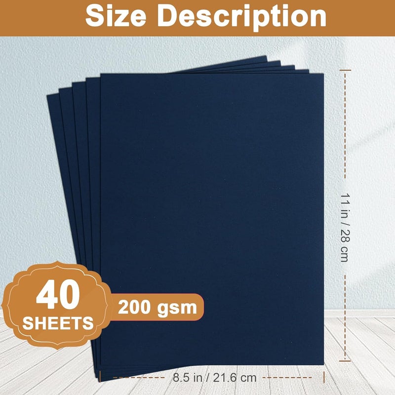 Silunkia 40 Sheets Navy Blue Cardstock 8.5 x 11 Scrapbook Paper, 75lb Heavyweight Blue Card Stock Printer Paper for DIY Card Making, Greeting Cards, School Crafts, Wedding Invitations, Thank You Cards - Image 2